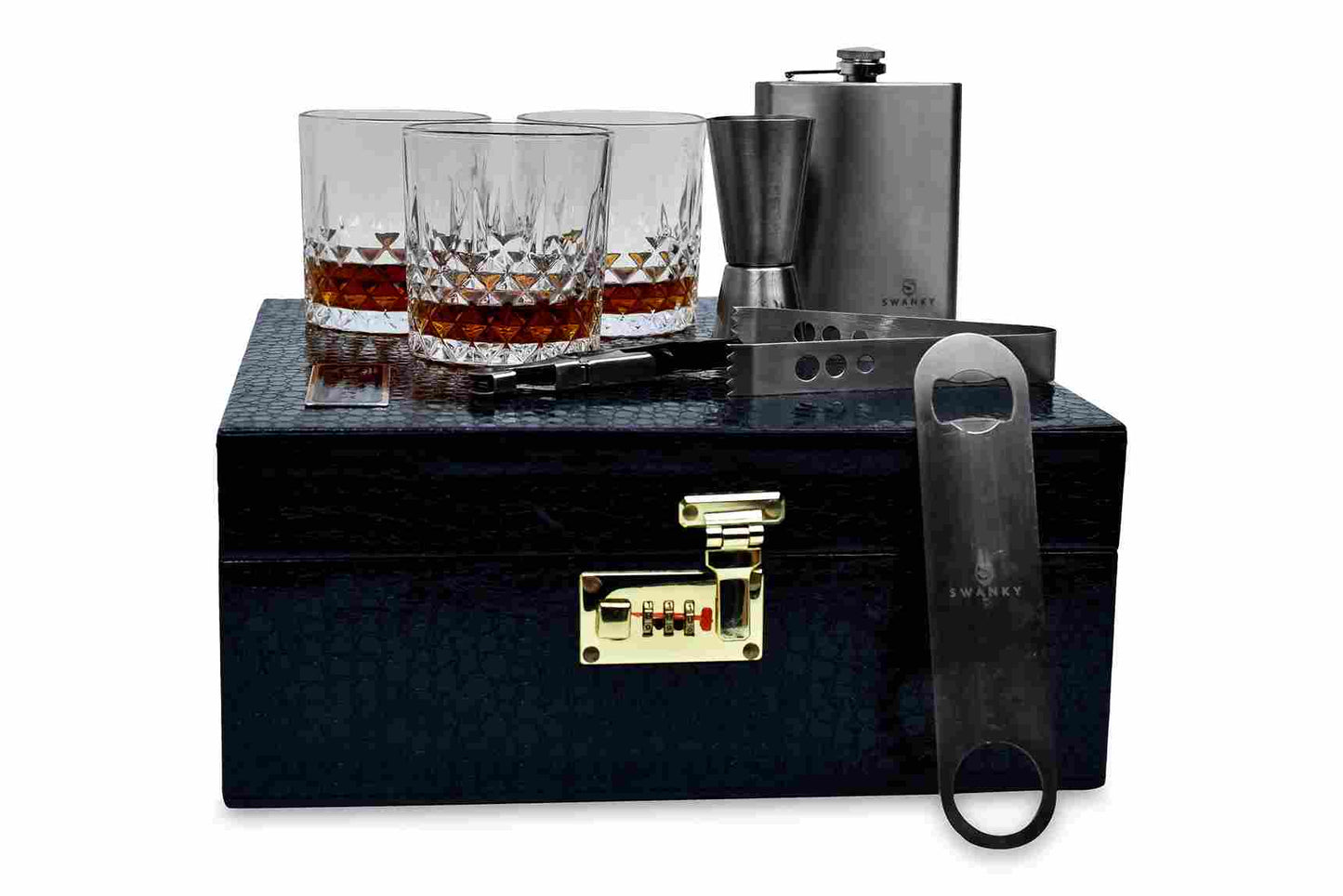 Buy Black Croc Traveling Whiskey Bar Case Set Online