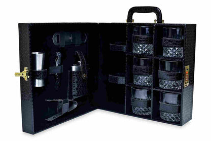 Buy Black Croc Traveling Whiskey Bar Case Set Online