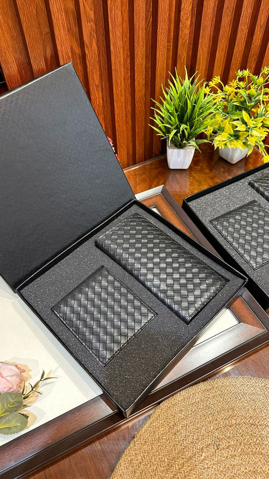 The Two-in-One Black Leather Wallet Set