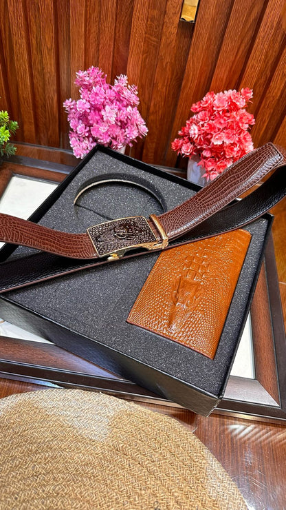 The Premium Big Wallet & Belt Collection Brown