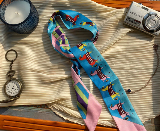 Light Blue and Pink Cute Collar Scarve