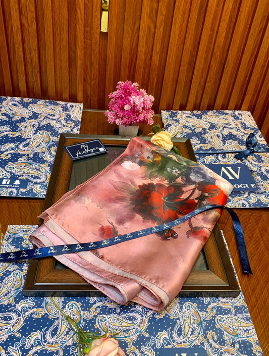 Pink Pretty Collection- Trending Floral Printed Silk Scarves & Stoles Wrap