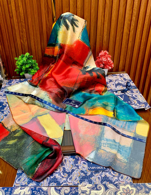 Beachy Print Pretty Collection- Trending Floral Printed Silk Scarves & Stoles Wrap