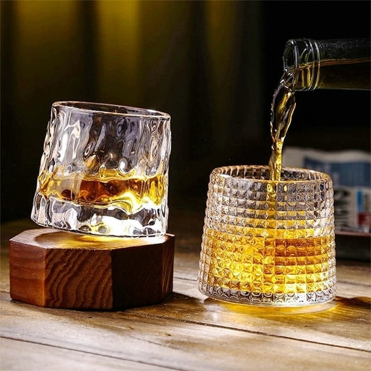 Dancing Whiskey Glass Set of 6 Pcs | Rotable Bottom- Spining Glasses-225 ml