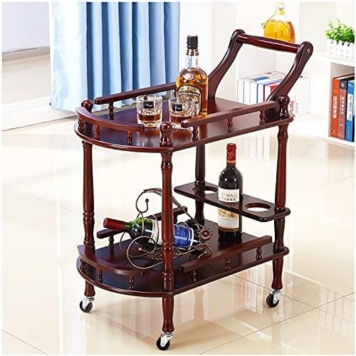 Buy Wooden Bar Serving Cart Trolley With Movable Wheels