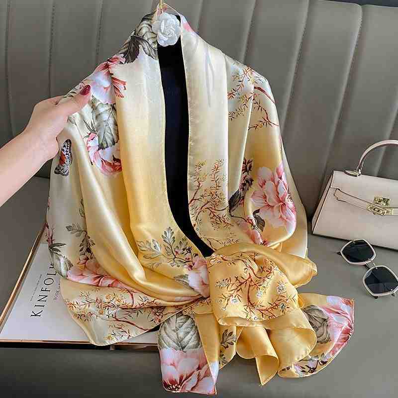 Flower Print Silk Stoles & Neck Wrap for Modern Dress