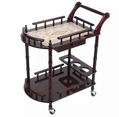 Buy Wooden Bar Serving Cart Trolley With Movable Wheels