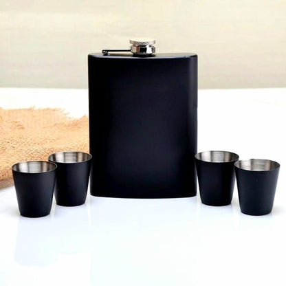 Hip Flask Set With 4 Shot Glasses plus 1 funnel