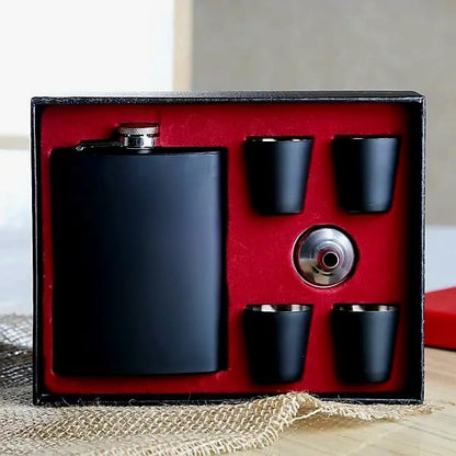 Hip Flask Set With 4 Shot Glasses plus 1 funnel