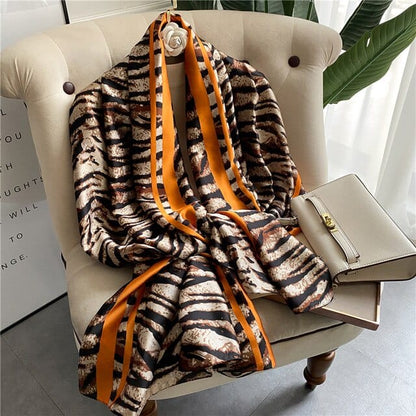 Leopard Print Versatile Silk Scarf for women f