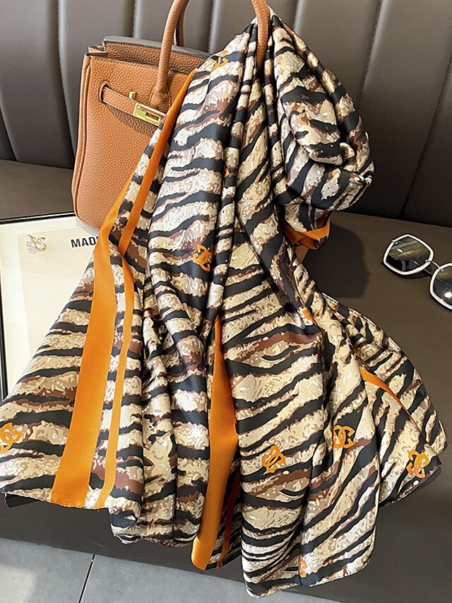 Leopard Print Versatile Silk Scarf for women f